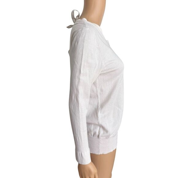 J. Crew 100% cotton beige back tie sweater size M - Picture 3 of 7